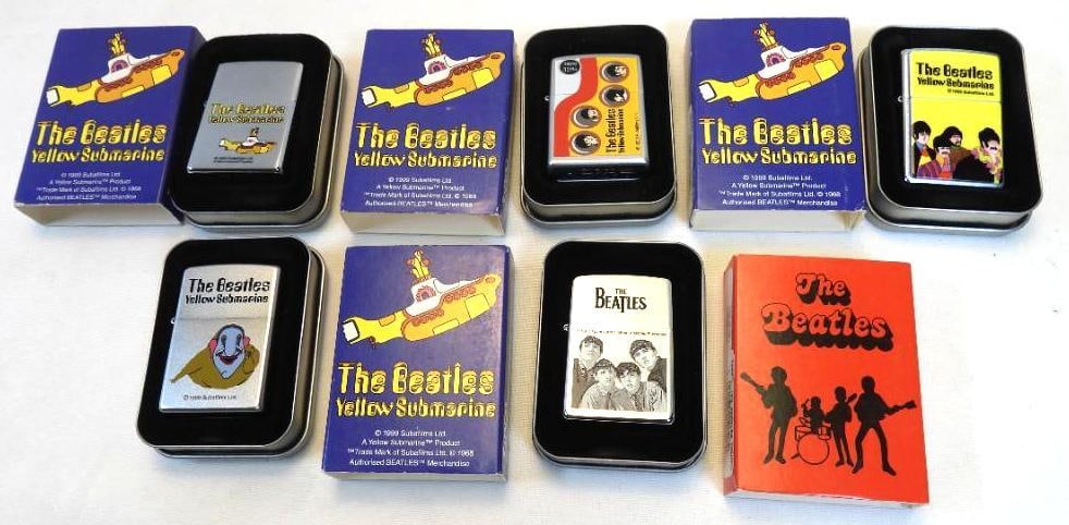 LOT OF 5 BEATLES Zippo lighters in zippo containers and box covers (1 of 11)
