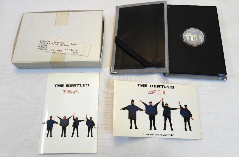 Limited Edition Help! 25th Anniversary BEATLES silver coin set: Limited Edition Help! 25th Anniversary BEATLES silver coin set, coin is approx. 1.5" in diameter and case is approx. 4"x6"