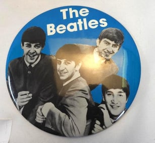 Nems Vintage original blue large BEATLES 6" button pin