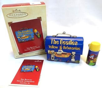 The BEATLES YELLOW SUBMARINE lunchbox/thermos Hallmark Ornament in box