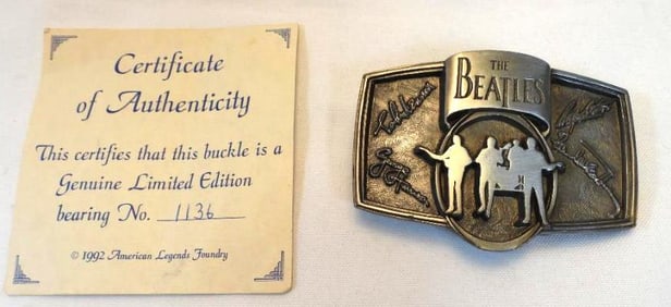 Genuine Limited edition BEATLES buckle, serial #1136 with certificate of authenticity