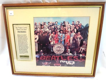 Framed "Sgt Pepper's Lonely Hearts Club Band" record/cover, Serial #802452