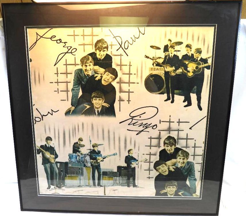Framed piece of vintage BEATLES wallpaper from 1964 (1 of 6)