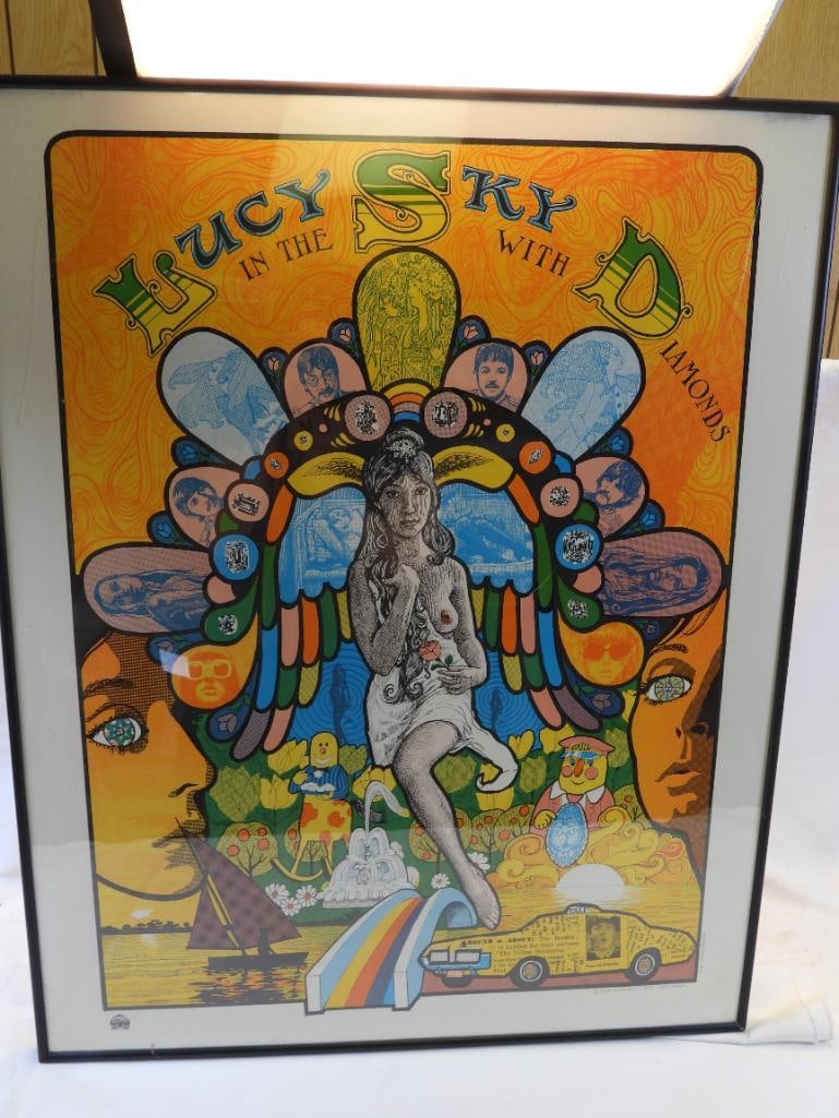 Framed BEATLES "Lucy in the Sky with Diamonds" poster (1 of 7)