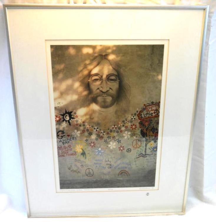 Framed BEATLES artwork inspired by the John LENNON Wall in Prague, 9/100 (1 of 8)