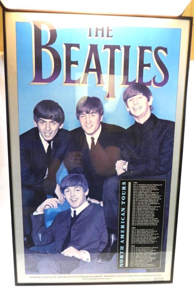 Framed BEATLES commemorative poster for North American Tours from 1964-1666, 569/1000 (1 of 8)