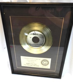 framed Limited Edition BEATLES award for "Baby It's You" and "I'll Follow the Sun"