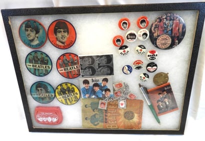 Collection of vintage BEATLES memorabilia in case