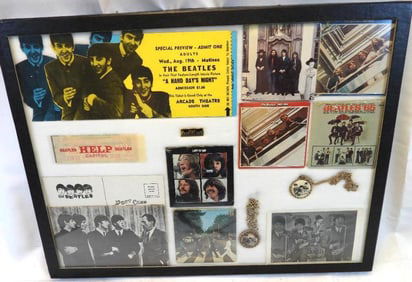 Collection of vintage BEATLES memorabilia in case