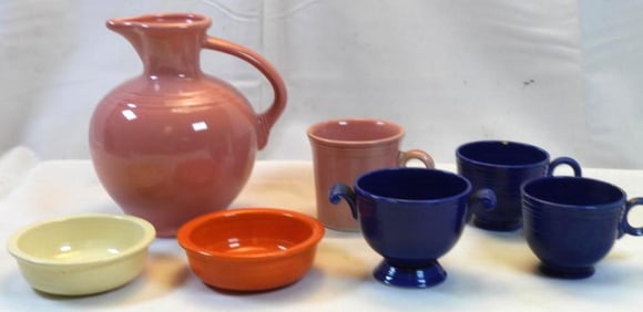 LOT OF 6 Variety of FIESTA WARE including a pink pitcher