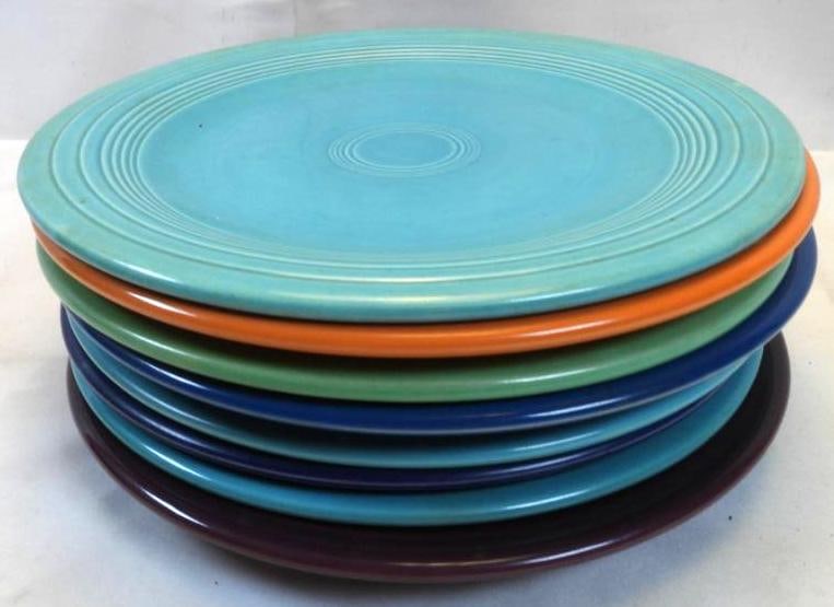 Lot of 8  FIESTA WARE 10" plates in a variety of colors (1 of 5)
