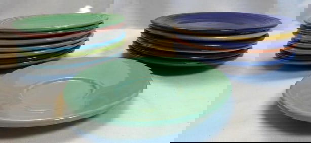 LOT OF 14 FIESTA WARE plates in variety of sizes and colors
