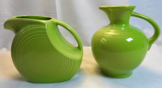 PAIR of FIESTA WARE lime green pitchers