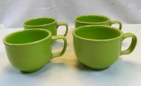 LOT OF 4 FIESTA WARE lime green large soup bowls with handles