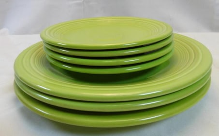 LOT OF 7 FIESTA WARE lime green plates