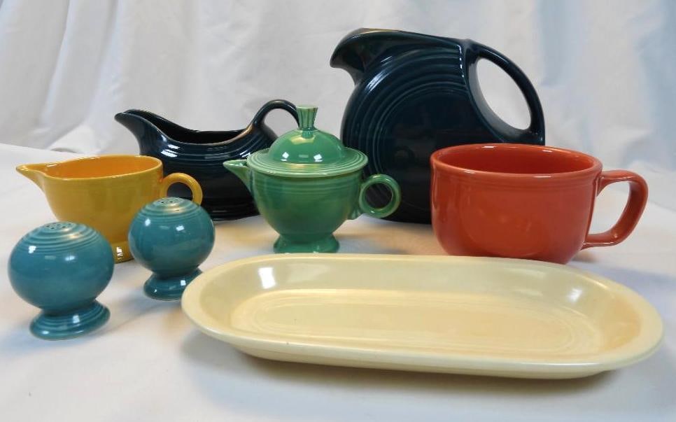 LOT OF 8 FIESTA WARE pieces including pitcher, salt and pepper (1 of 11)