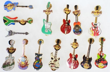 LOT OF 14 Hard Rock Café pins including Madrid, Austin and Pride