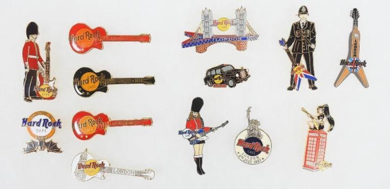 LOT OF 13 London Hard Rock Café pins including 4th of July: LOT OF 13 London Hard Rock Café pins including 4th of July, see photos for designs