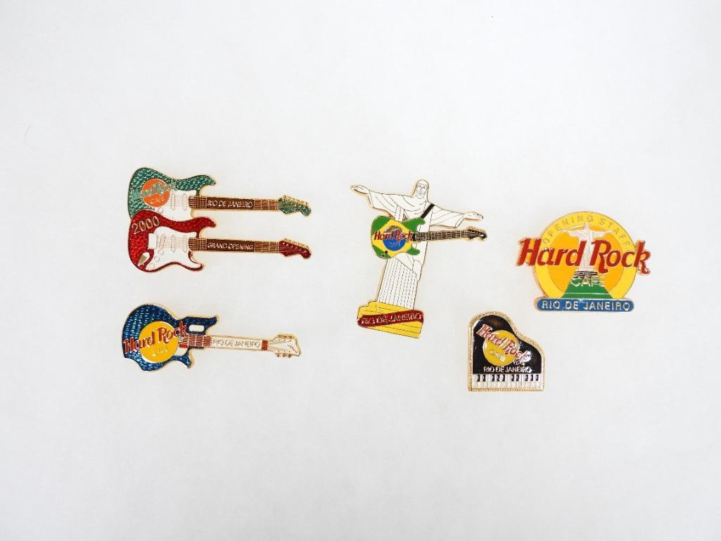 LOT OF 5 Rio De Janeiro Hard Rock Café pins including 2000 grand opening: LOT OF 5 Rio De Janeiro Hard Rock Café pins including 2000 grand opening, see photos for designs