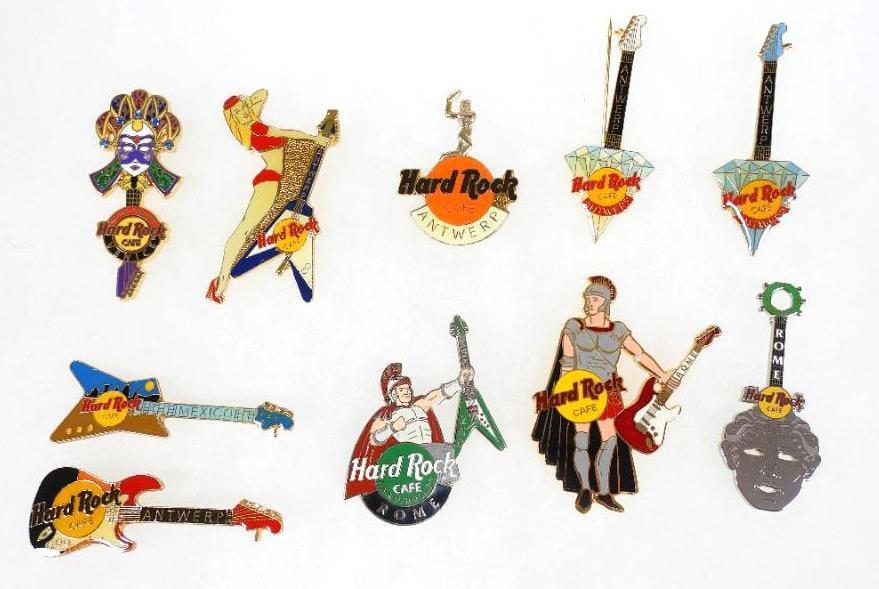 LOT OF 10 Hard Rock Café pins including Mexico and Antwerp pins: LOT OF 10 Hard Rock Café pins including Mexico and Antwerp pins
