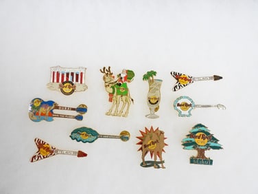 LOT OF 10 Hard Rock Café pins including Beirut, Dubai, Athens, etc.