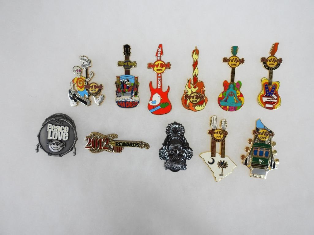 LOT OF 11 Hard Rock Café pins including 2012 VIP Rewards: LOT OF 11 Hard Rock Café pins including 2012 VIP Rewards, see photos for designs and markings including D2827, ABSA7HCRBX and GK5RN