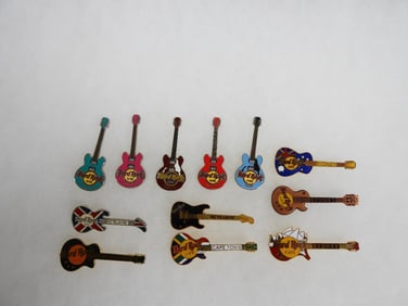 LOT OF 12 Hard Rock Café pins including Reykjavik and Cape town