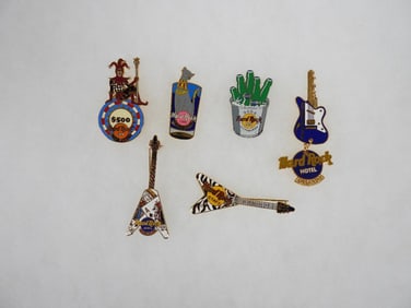 LOT OF 6 Hard Rock Café pins including 2001 Orlando Grand Opening