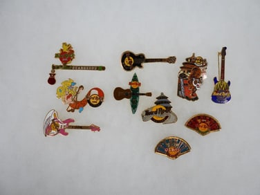 LOT OF 10 Hard Rock Café pins including Beijing, Nagoya, Saipan and more