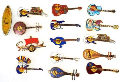 LOT OF 15 Hard Rock Café pins including Taipei, Jakarta and more