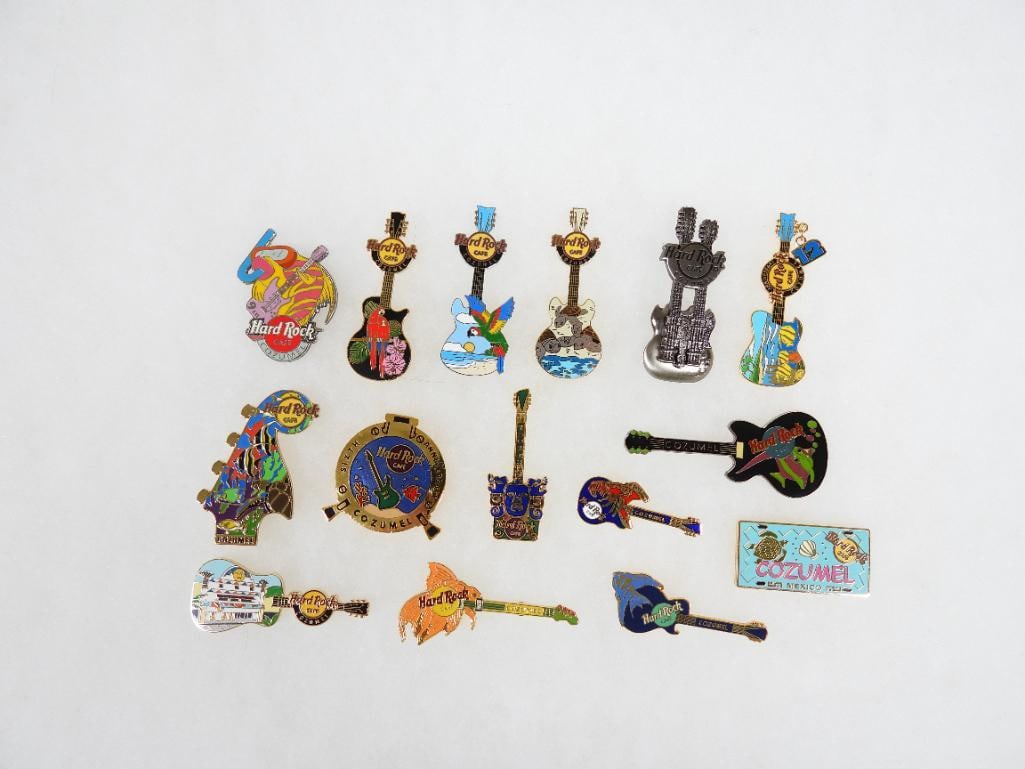 LOT OF 15 Hard Rock Café pins including Cancun and Cozumel: LOT OF 15 Hard Rock Café pins including Cancun and Cozumel (see photos for designs and backs of pins)