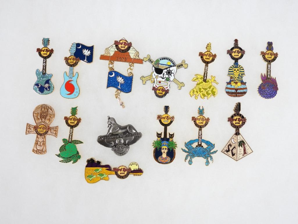 LOT OF 14 Myrtle Beach Hard Rock Café pins including Pins Over Egypt: LOT OF 14 Myrtle Beach Hard Rock Café pins including Pins Over Egypt (see photos for designs and markings on back of pins (HC9G9, GP3B6, etc.)