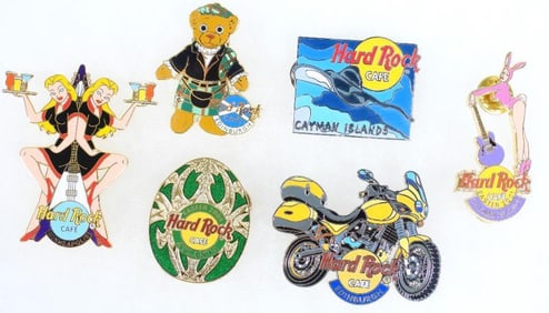 LOT OF 6 Hard Rock Café pins including Atlanta and Cayman Islands