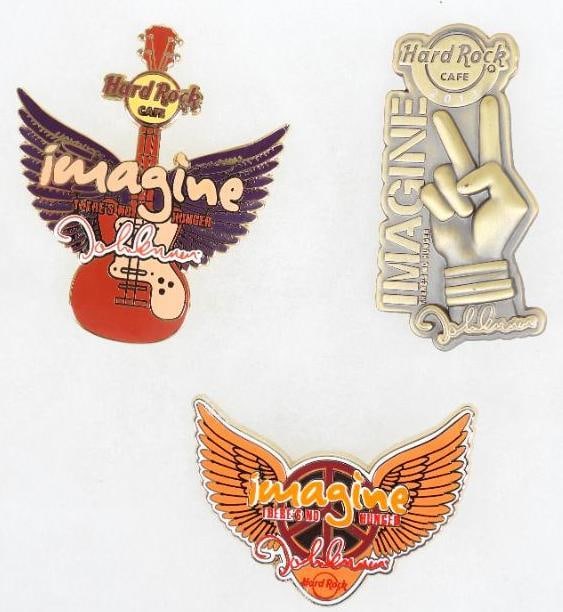 LOT OF 3 Imagine There's No Hunger Hard Rock Café John Lennon pins (1 of 8)