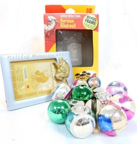 LOT of Vintage Christmas Ornaments and Normal ROCKWELL Ltd Ed frame #1066261 with certificate of