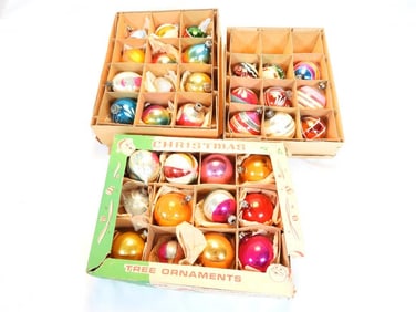 Vintage Christmas ornaments in boxes