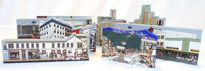 LOT of 9 Hometowne Collectibles/Cats Meow Reading Pa buildings