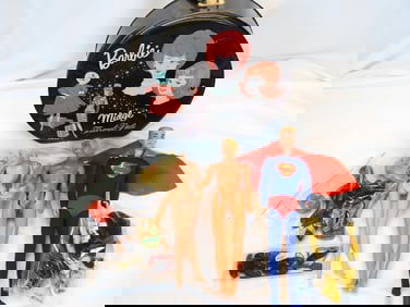 Vintage 1963 Vintage BARBIE travel case, random Ken doll parts, clothing/access