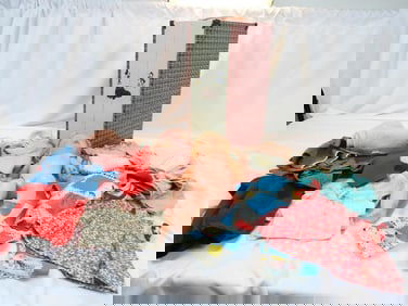 Vintage travel doll case, doll and clothing