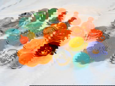 LOT of 23 vintage ceramic glassware including mugs, candlesticks, etc.