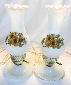 Pair of sunflower lamps