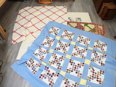 LOT OF 4 patchwork quilts (partially started)