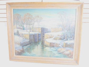 Elda Craumer framed painting in 29" x 34.5" frame