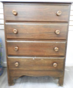 Antique dark walnut 4 drawer chest