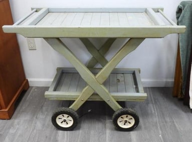 Vintage Painted wood Garden trolley cart