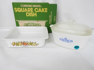 Vintage blue cornflower 2.5 qt and 8x8x8 spice of life casserole dishes