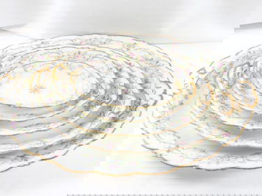 LOT OF 5 France Depose Rose patterned china platters P.G. Diener