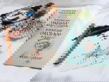 American Indian lot including dream catcher, vintage Navajo read and color books