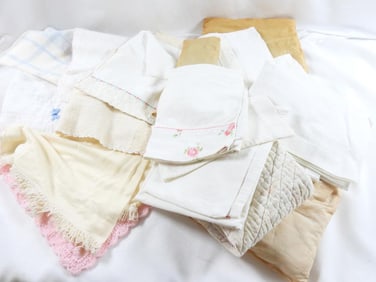 Huge lot of vintage doll bedding, blankets, etc.