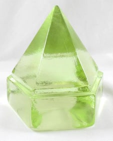 Vintage Green Art Glass Ship Deck Light Hexagonal Prism/Pyramid
